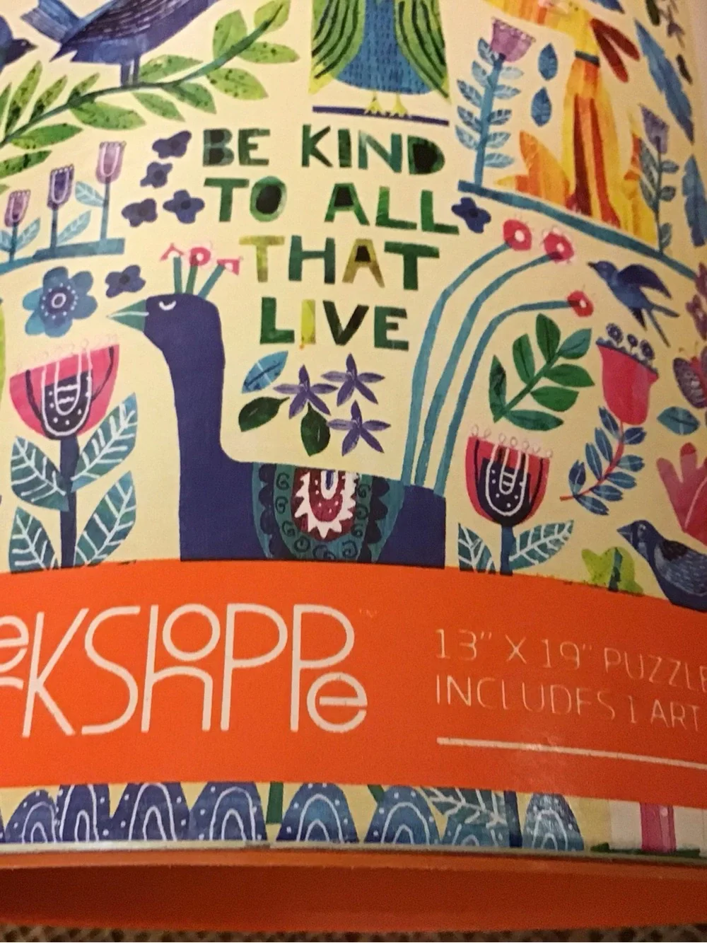 Werkshoppe 250 pc puzzle.  Be Kind artwork by artist Tracey English